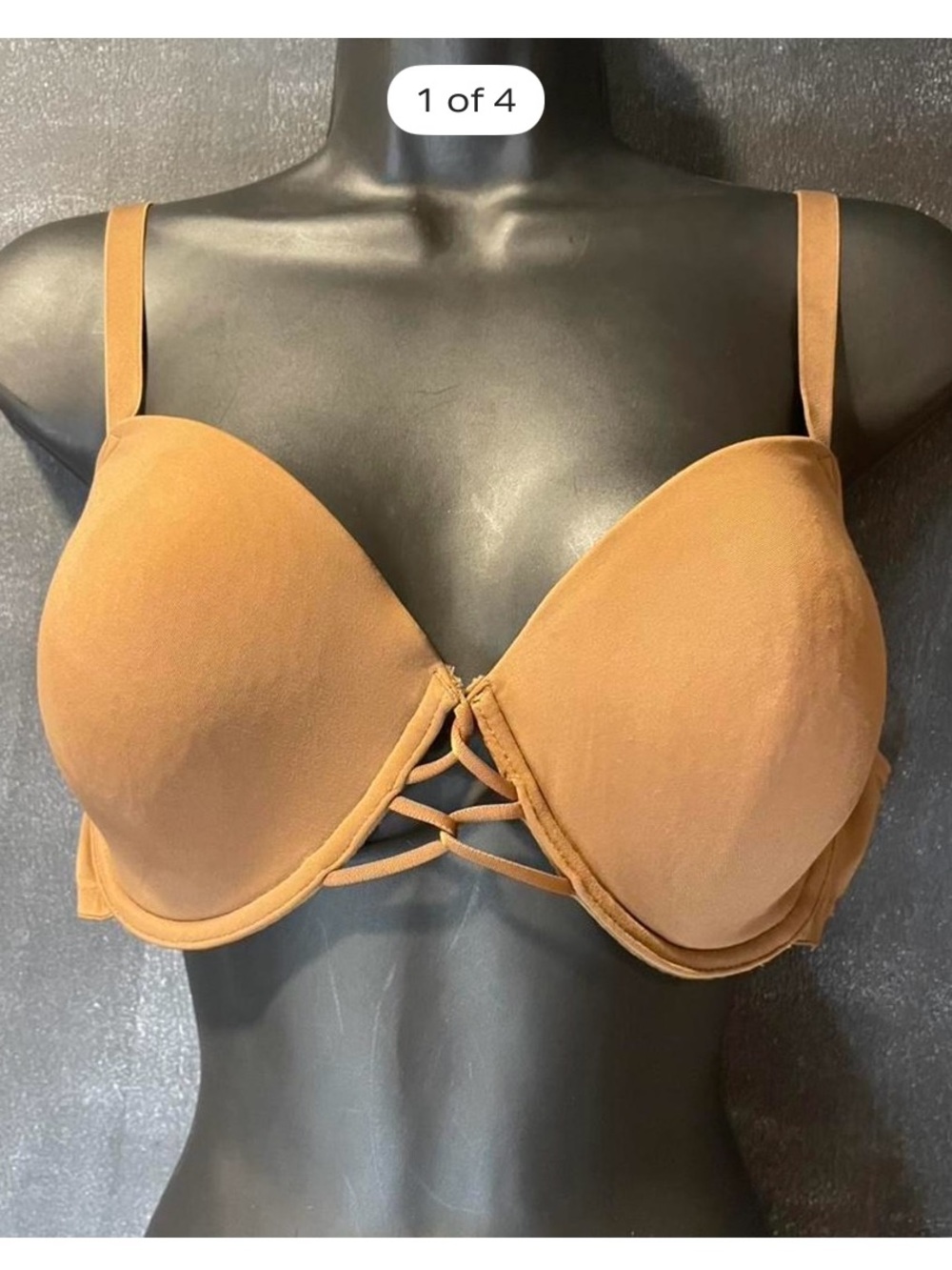Gilligan & O’Malley 38C Brown Push Up Plunge Underwire T-Shirt Bra Strappy